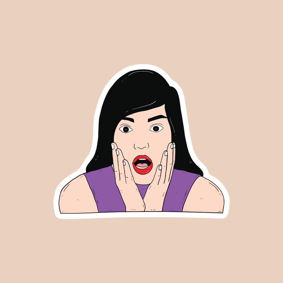 woman is surprised to see something vector