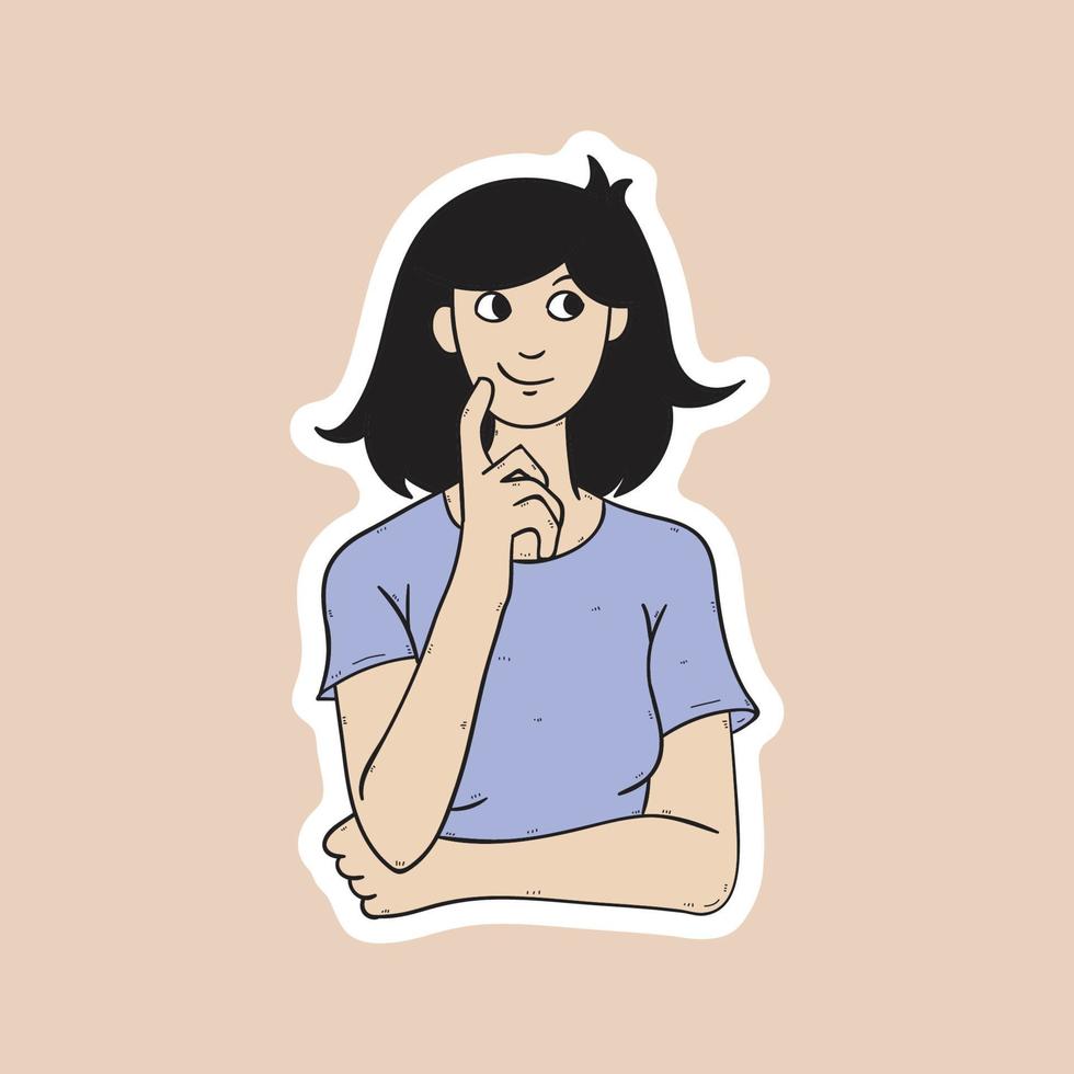 woman who is thinking about anything vector