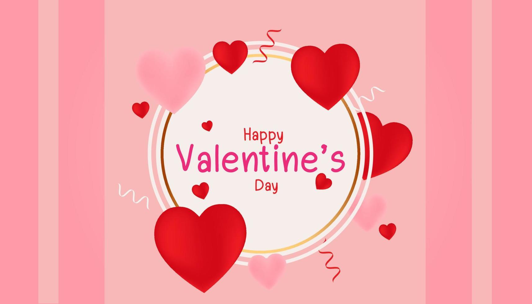 2d paper shape love postcard design for valentine with pink background vector