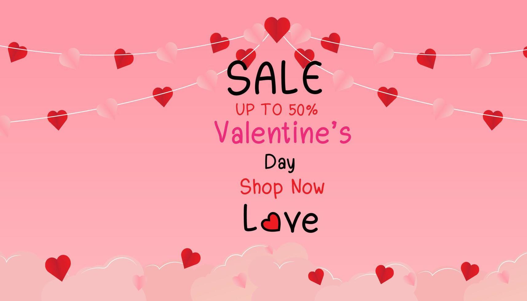 2d paper shape love postcard design for valentine with pink background vector