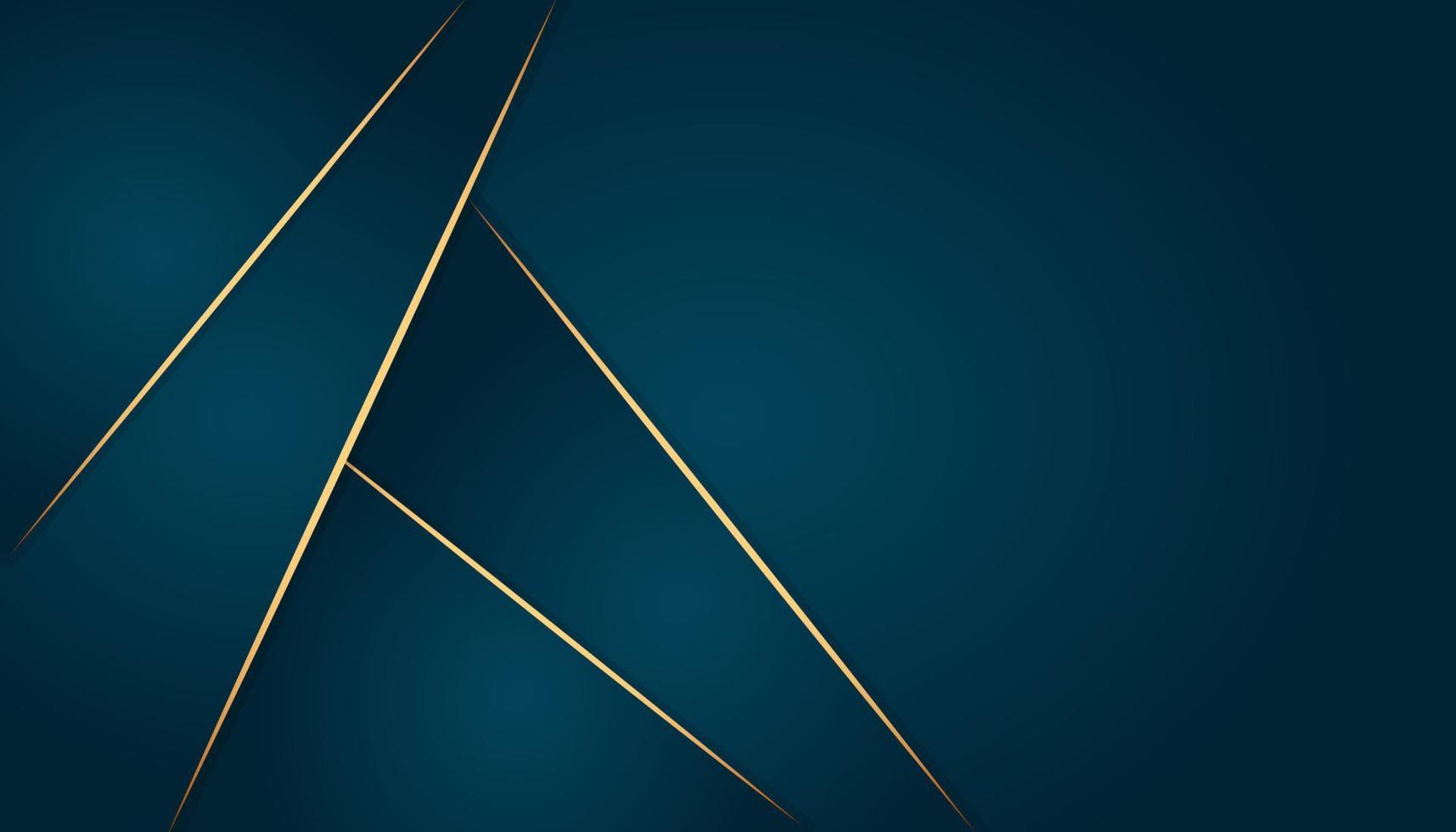 fondo abstracto de lujo moderno con elementos de línea dorada brillante. hermosas formas geométricas sobre un elegante fondo degradado azul. vector