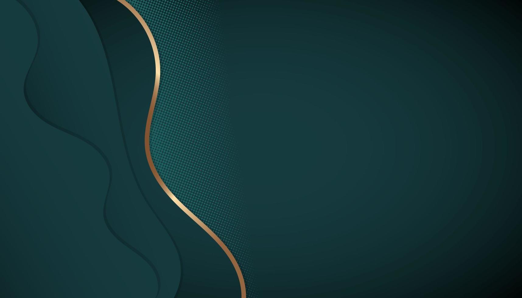 fondo abstracto de lujo moderno con elementos de línea dorada brillante. bellas formas geométricas sobre fondo degradado verde de lujo. vector