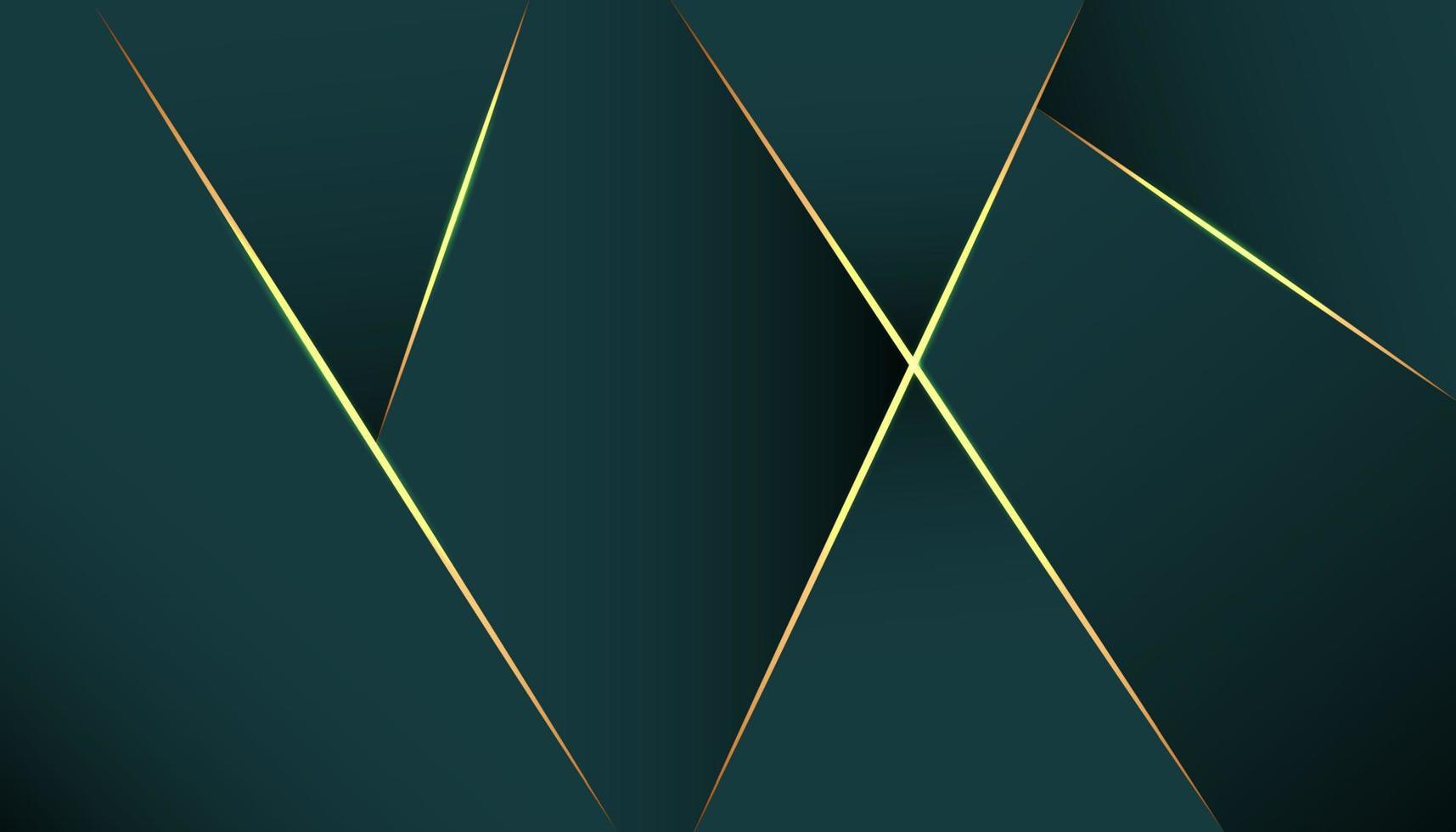 modern luxury abstract background with glowing golden line elements .Beautiful geometric shapes on an elegant green gradient background. vector