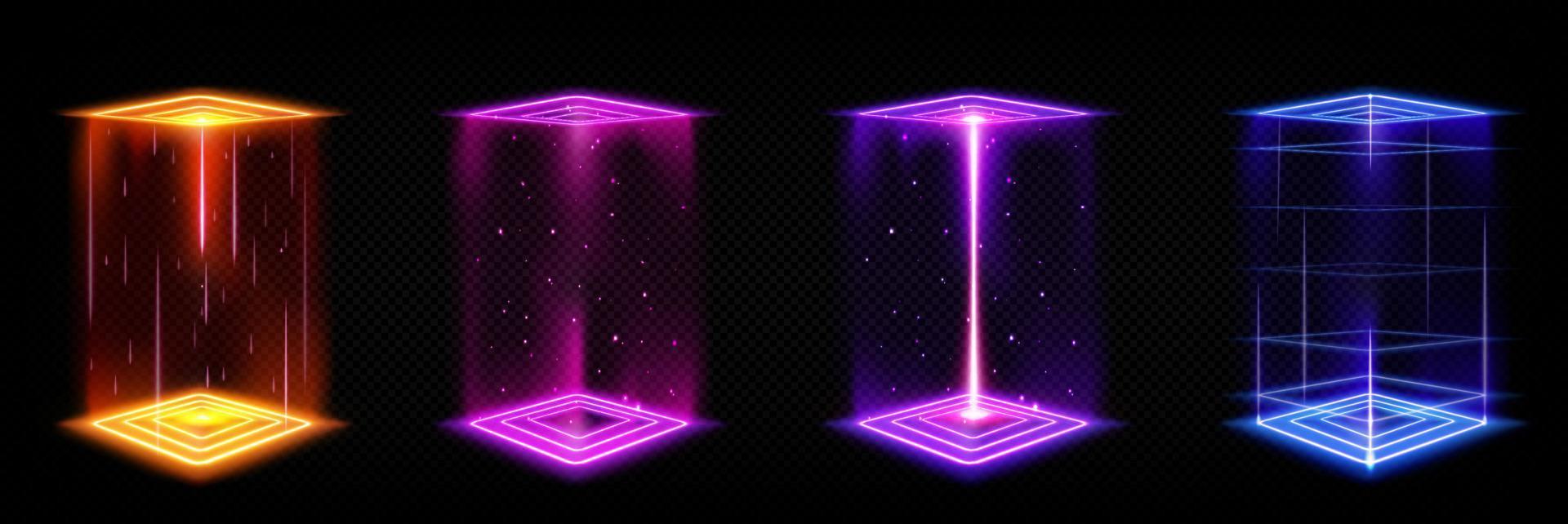 Futuristic portals, magic hologram HUD teleports vector