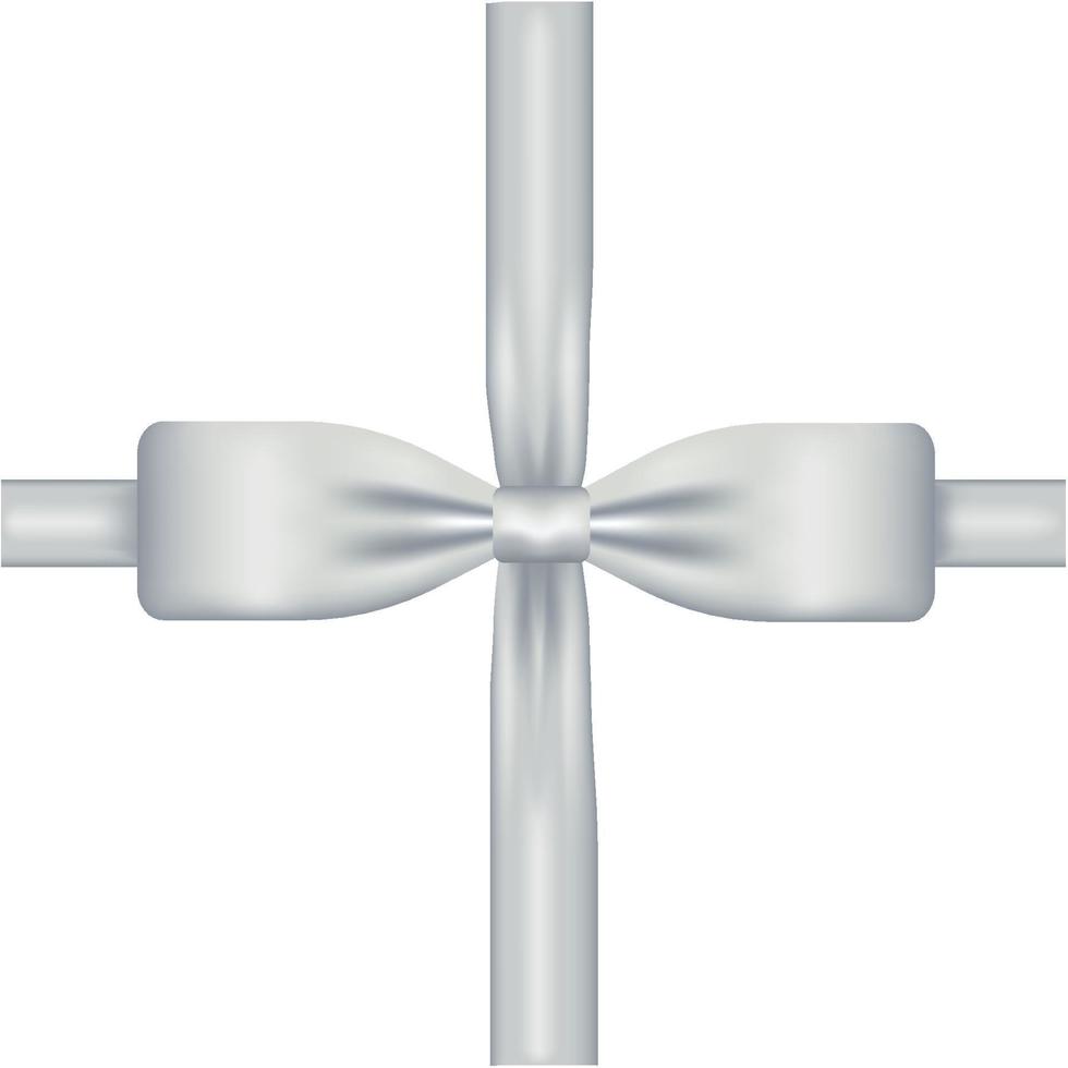 Vector illustration of a white bow with a ribbon, realism.