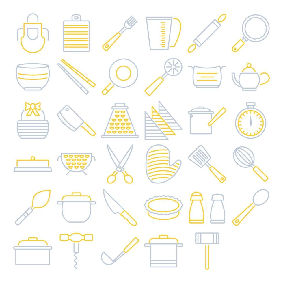 Kitchen utensils icons set vector