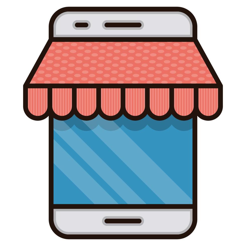 icono de tienda móvil, adecuado para una amplia gama de proyectos creativos digitales. feliz creando. vector
