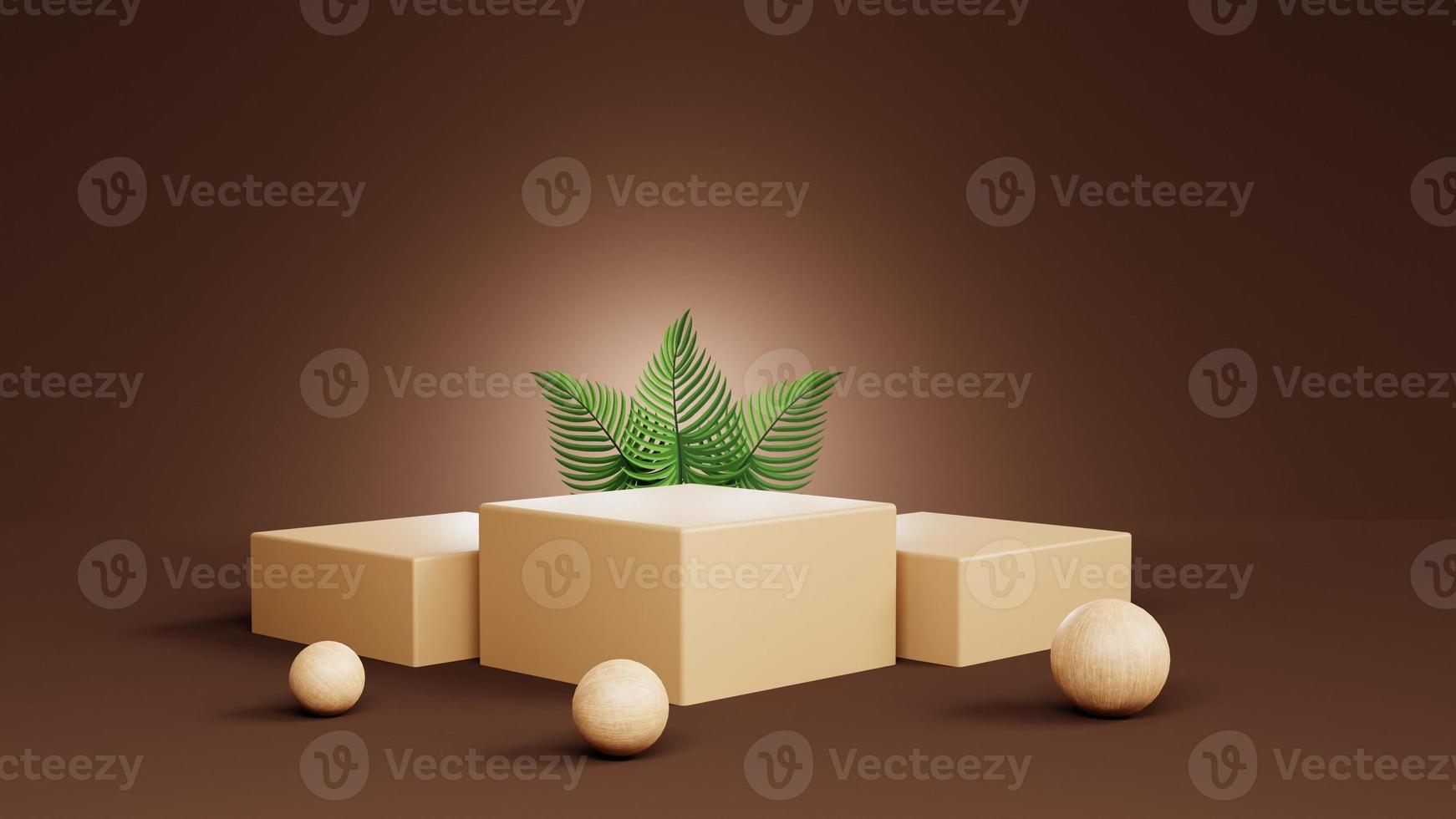 Modern 3D podium with Brown background for product display photo