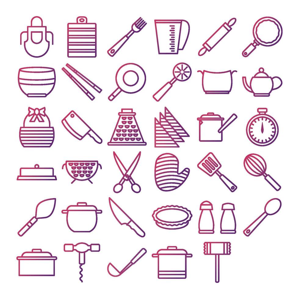 conjunto de iconos de utensilios de cocina vector