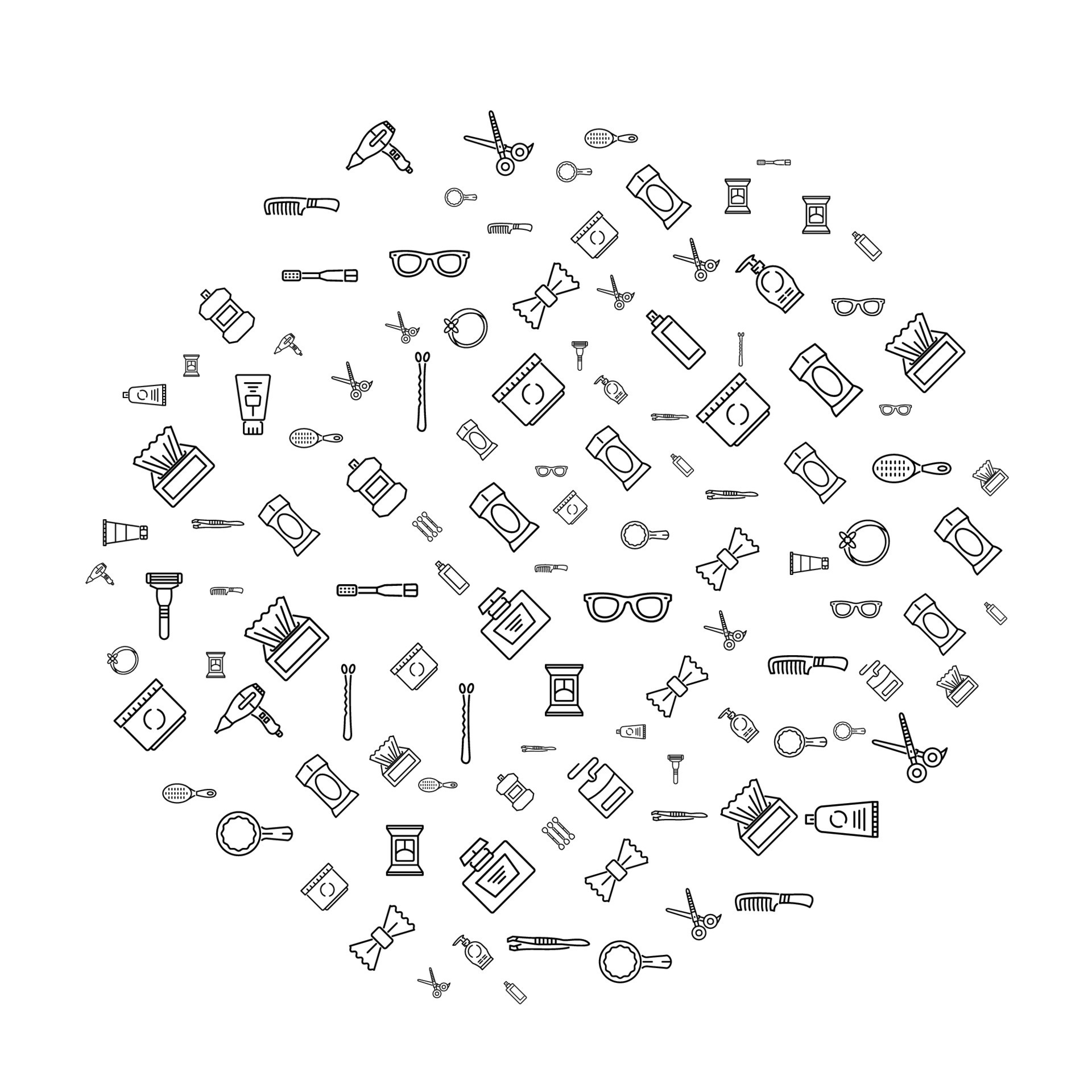 Personal care product concept in circle with clean and simple icons