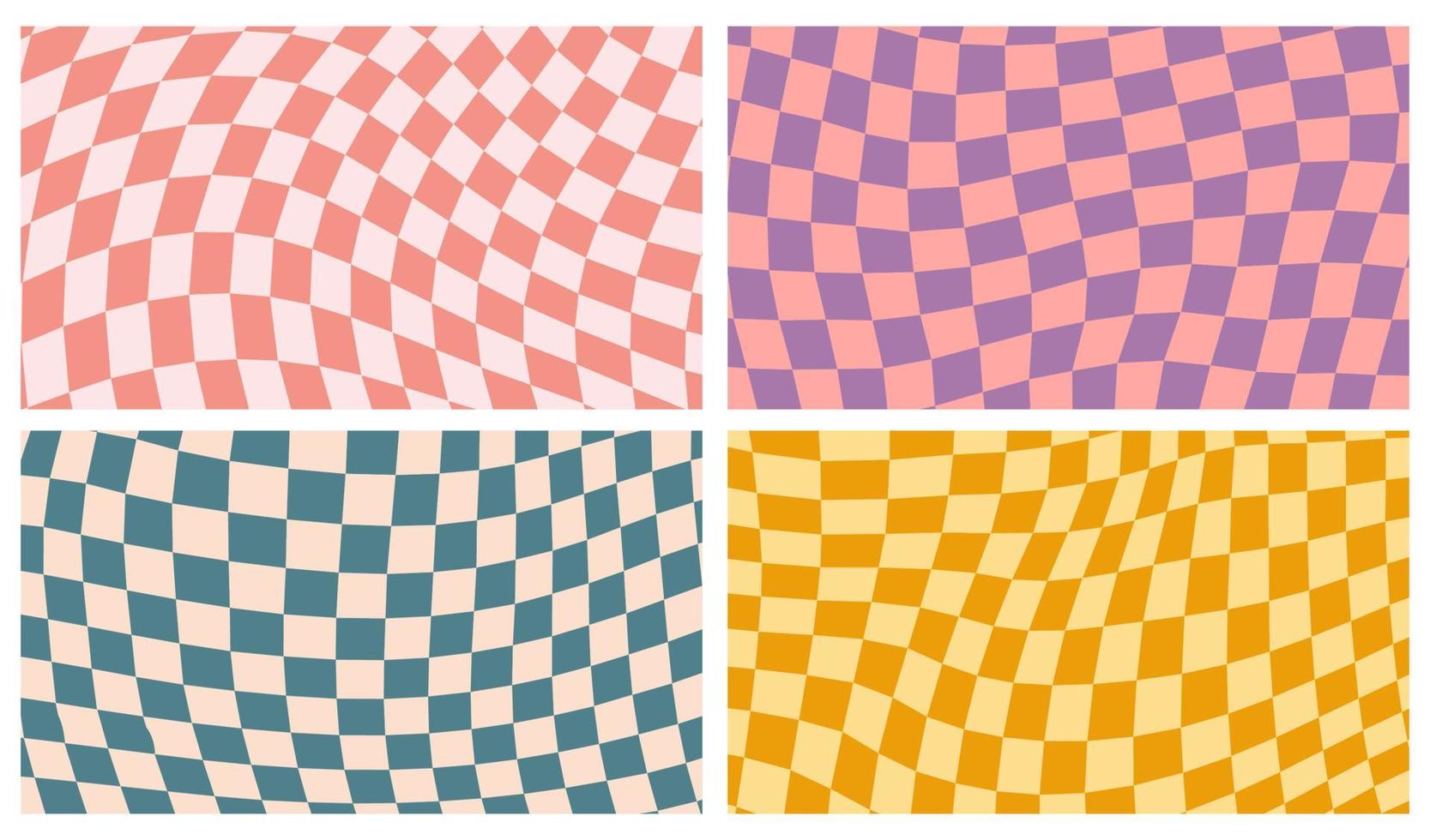 Groovy retro pattern background in psychedelic checkered backdrop style. A chessboard in a minimalist abstract design with a 60s 70s aesthetic vibe. hippie style y2k. funky print vector illustration