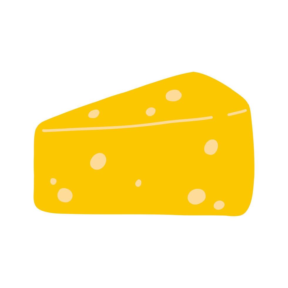 queso en estilo plano de dibujos animados. ilustración vectorial dibujada a mano de productos lácteos, queso duro vector