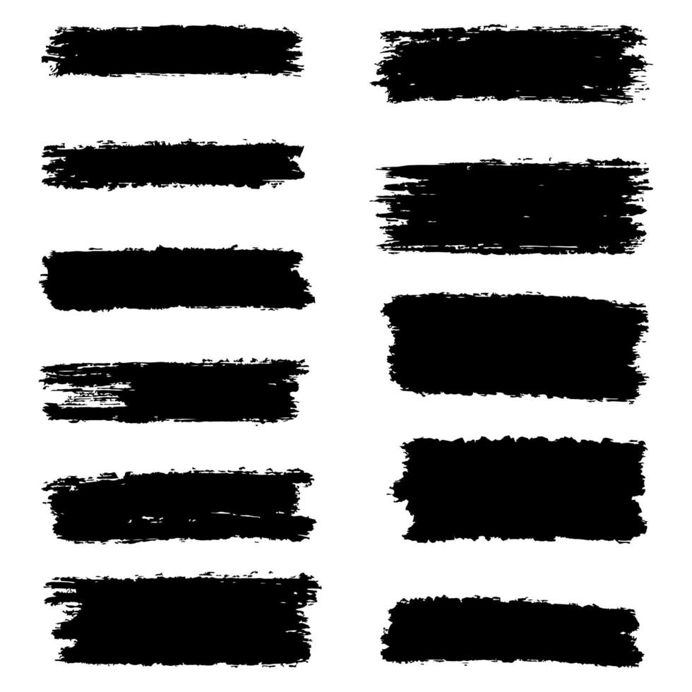 Set of ink brush strokes, brushes, lines, black paint, grungy. hand drawn graphic element isolated on white background. vector illustration.