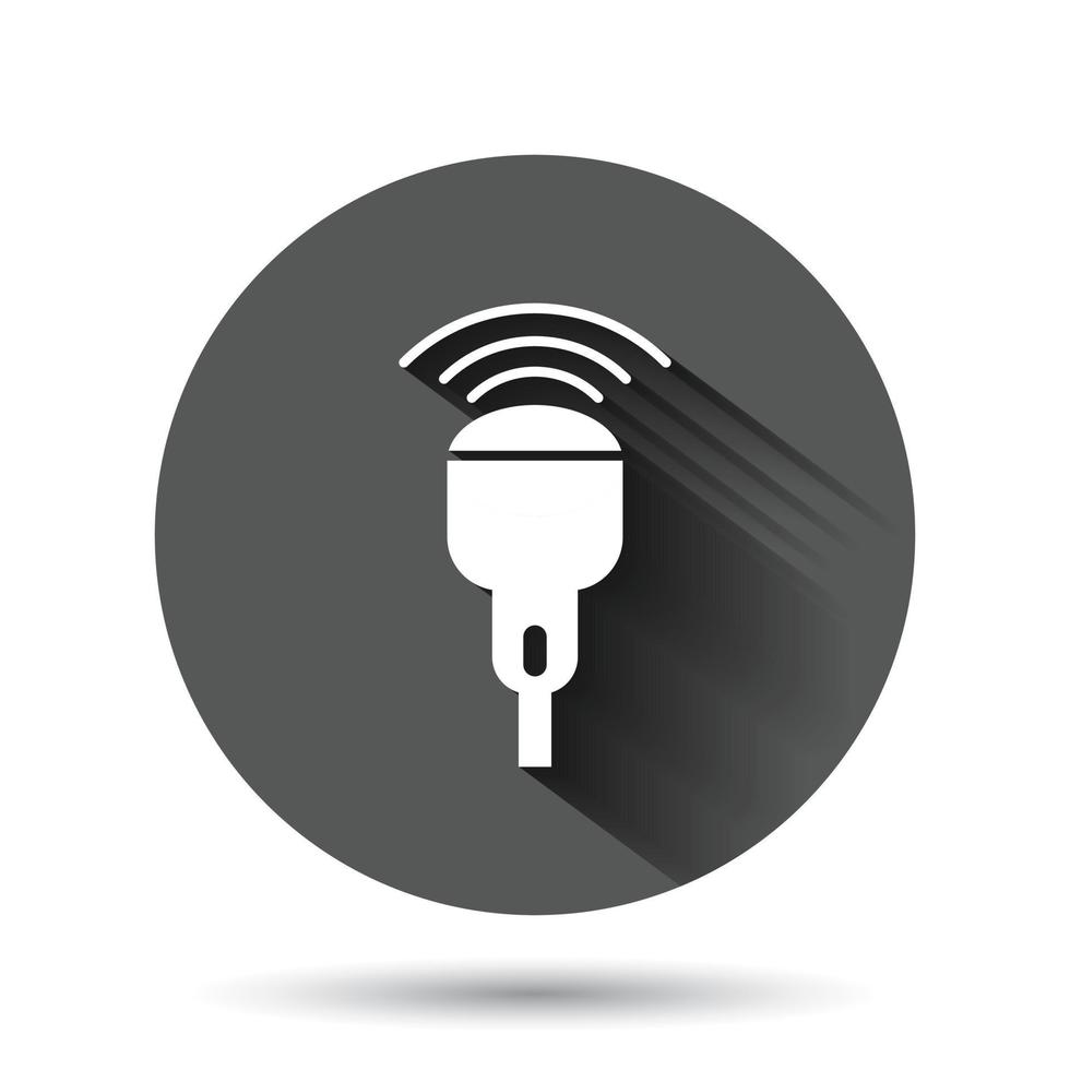 Ultrasound icon in flat style. Scanner equipment vector illustration on black round background with long shadow effect. Ultrasonic circle button business concept.