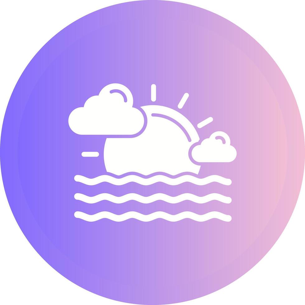 Sunset Glyph Round Circle Icon vector