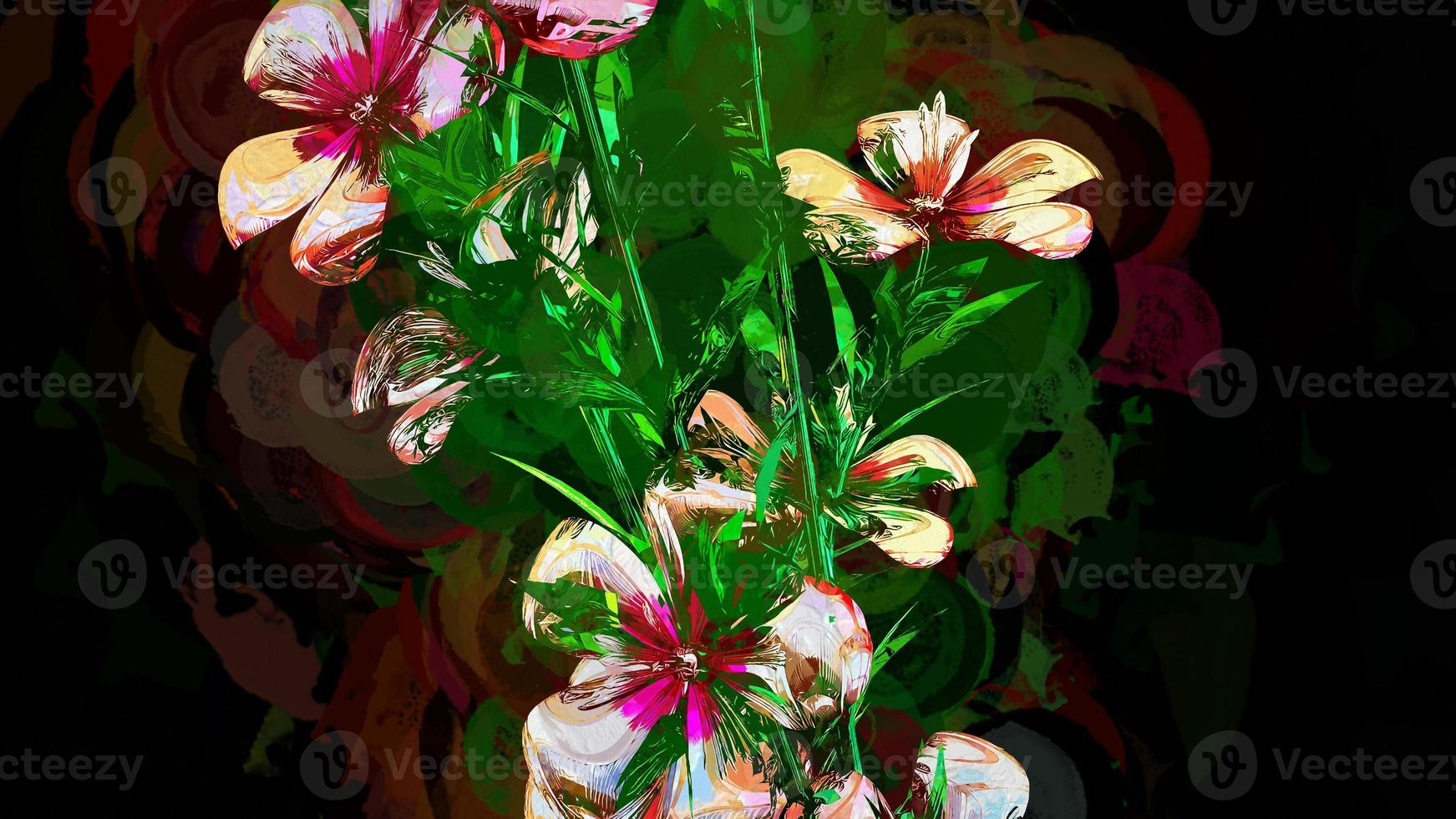 Ilustración digital botánica de flores abstractas foto