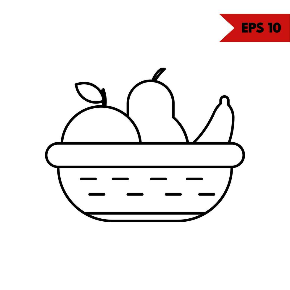 Illustration of fruit basket line icon vector