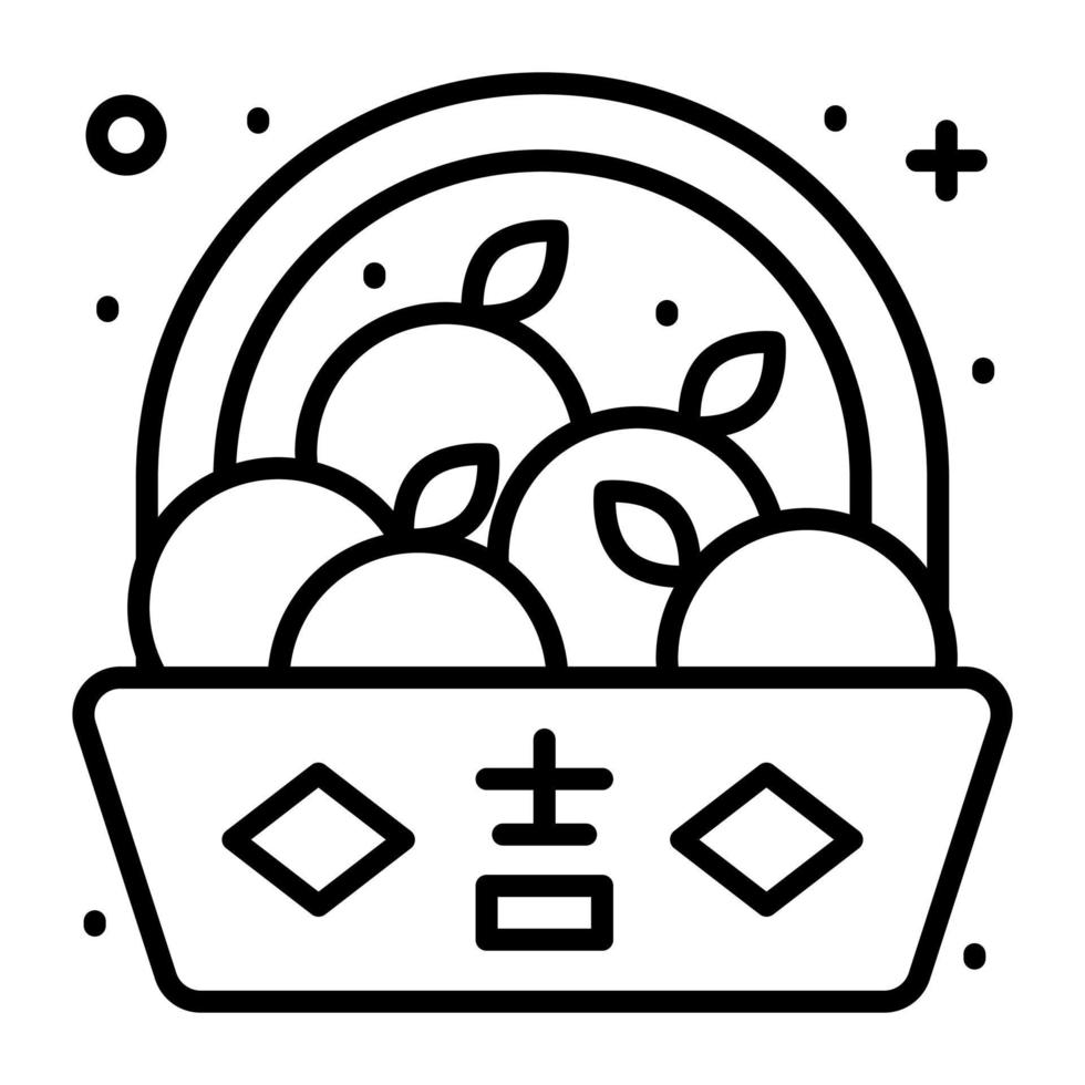 Tangerine in traditional basket vector design