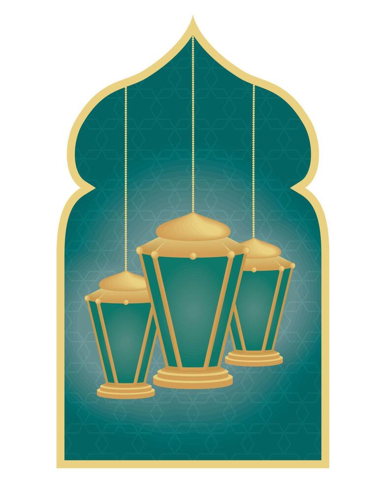 arabic lamps hanging in frame vector