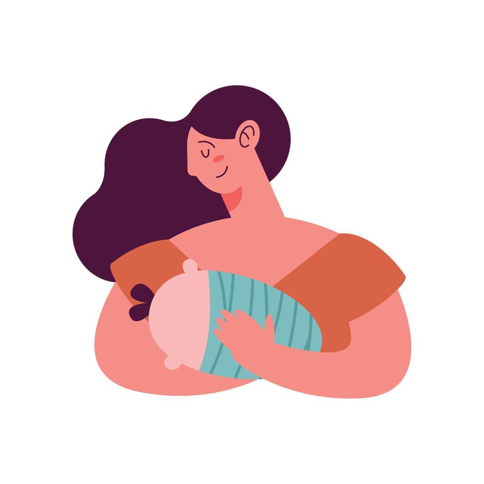 young mother breastfeeding baby vector