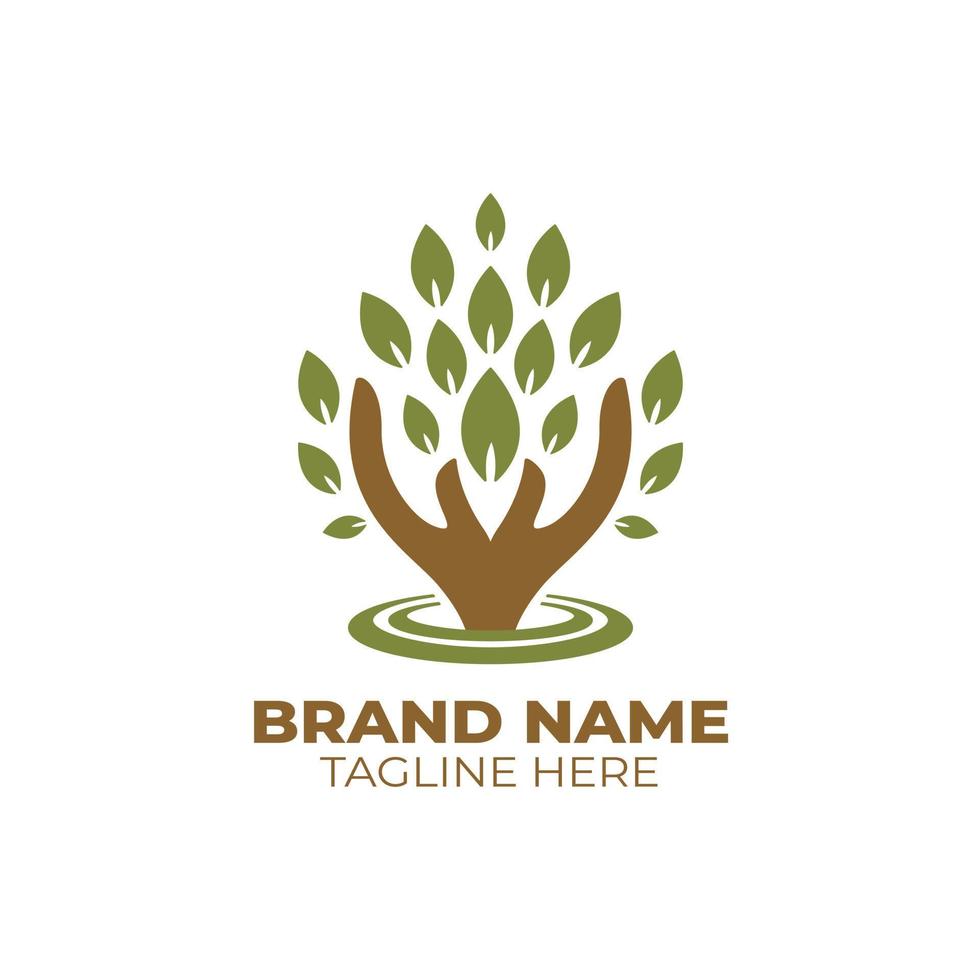 Leaftree Hand Logo vector