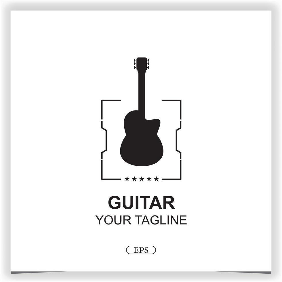 simple guitarra plana logo premium elegante plantilla vector eps 10