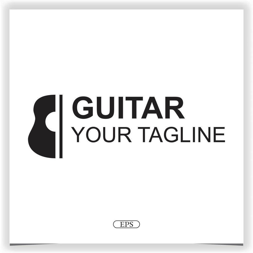 simple guitarra plana logo premium elegante plantilla vector eps 10