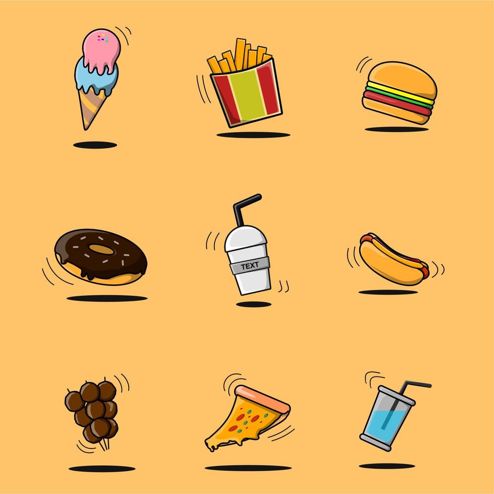 drinks and foods pack vector