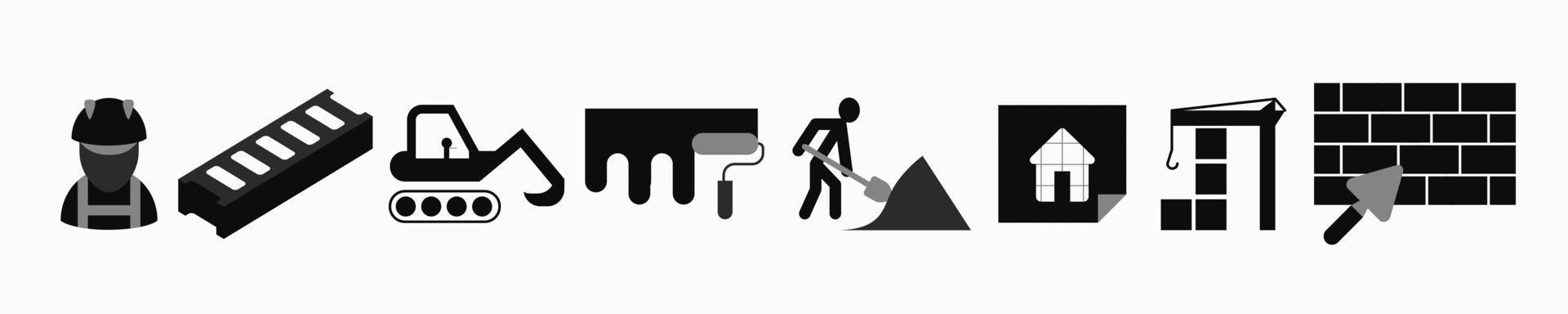 icono de construcción negro vectorial sobre fondo blanco vector