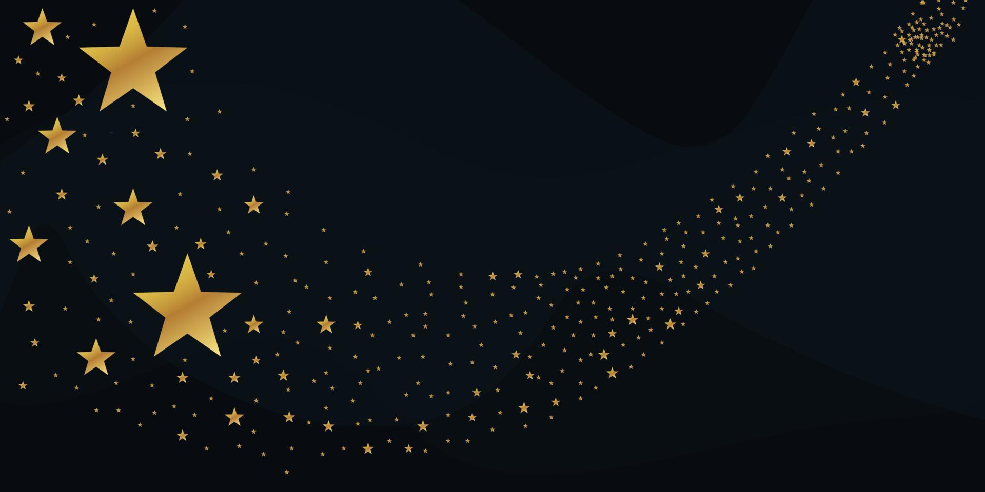 vector de estrella en caída abstracta - estrella fugaz de oro con un elegante rastro de estrellas sobre fondo negro - meteoroide, cometa, asteroide, estrellas