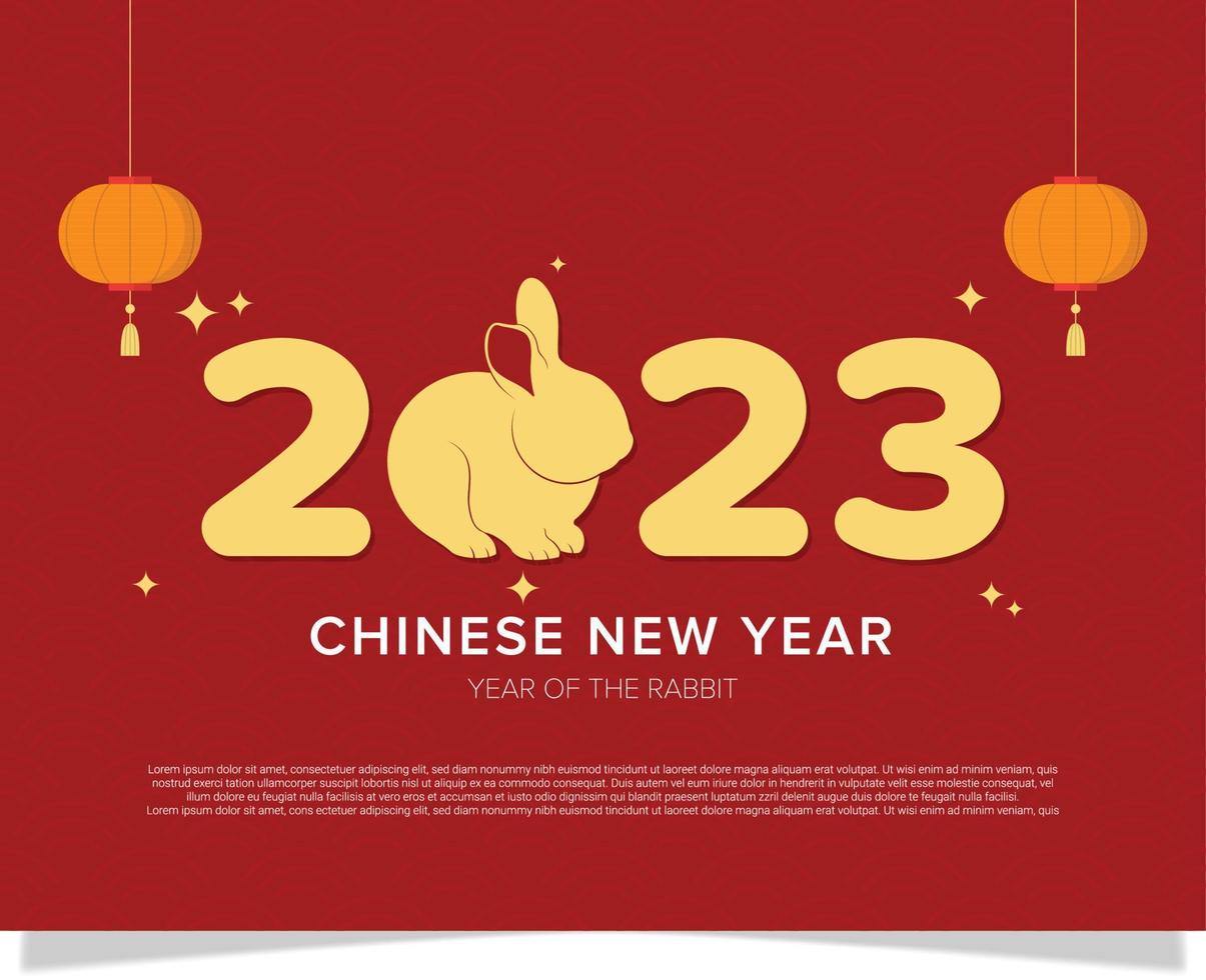 Happy chinese new year 2023 year of the rabbit vector design background