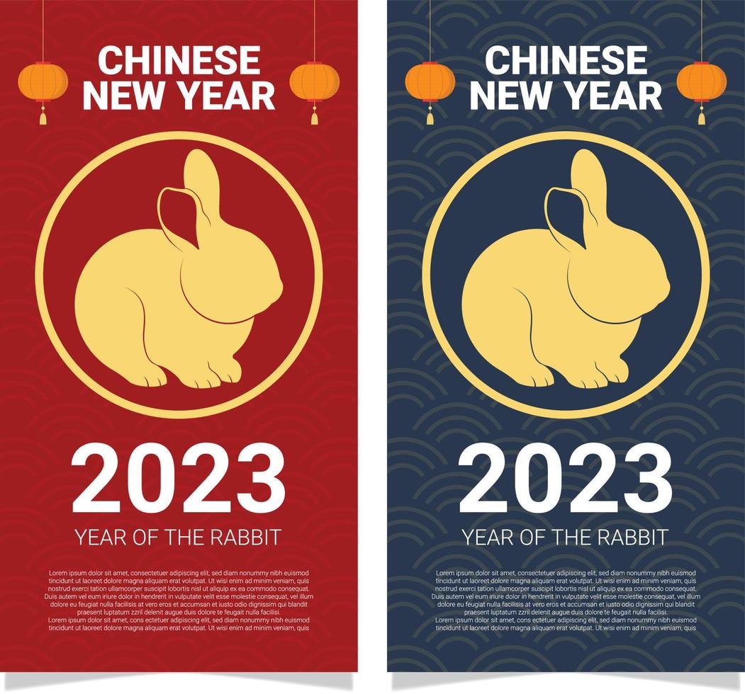 feliz año nuevo chino 2023 año del conejo gong xi fa cai diseño post vector