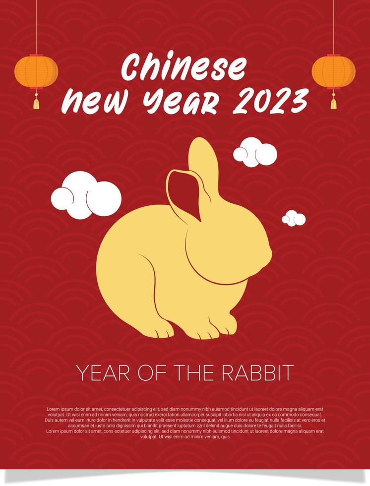 feliz año nuevo chino 2023 año del conejo gong xi fa cai cartel de diseño vector