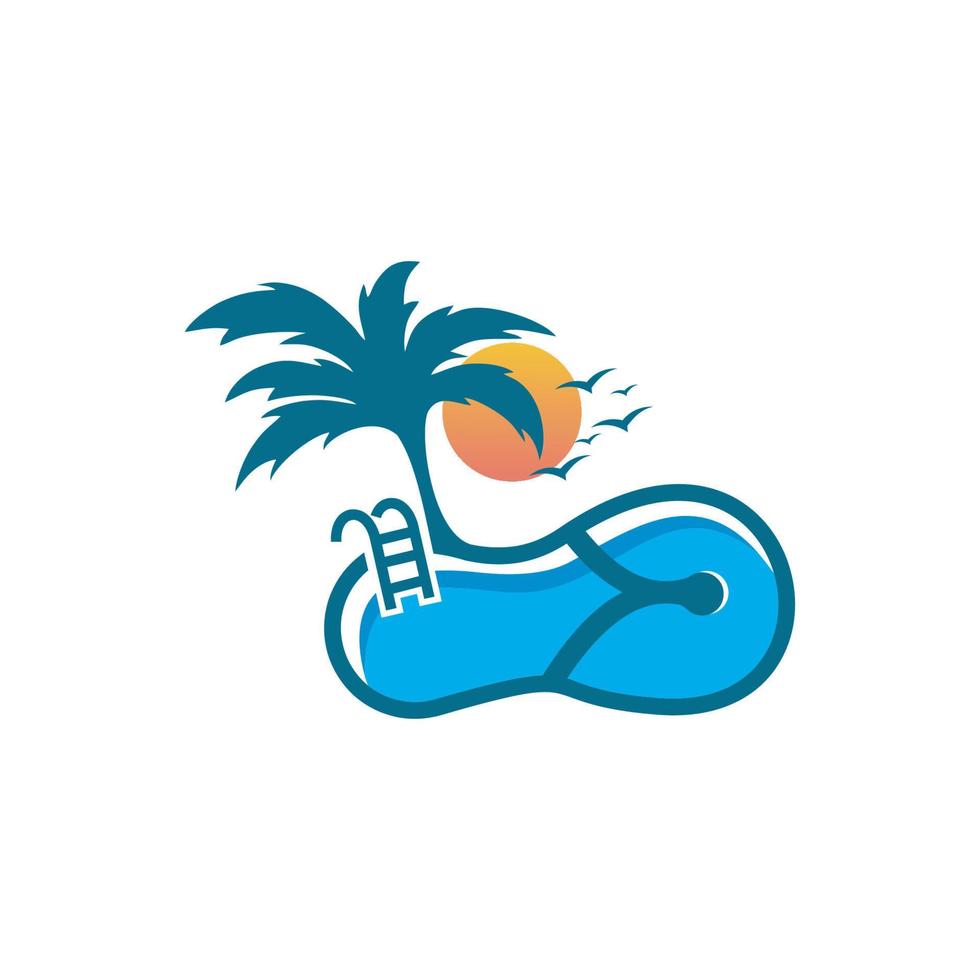 footwear shaped swimming pool vector logo design