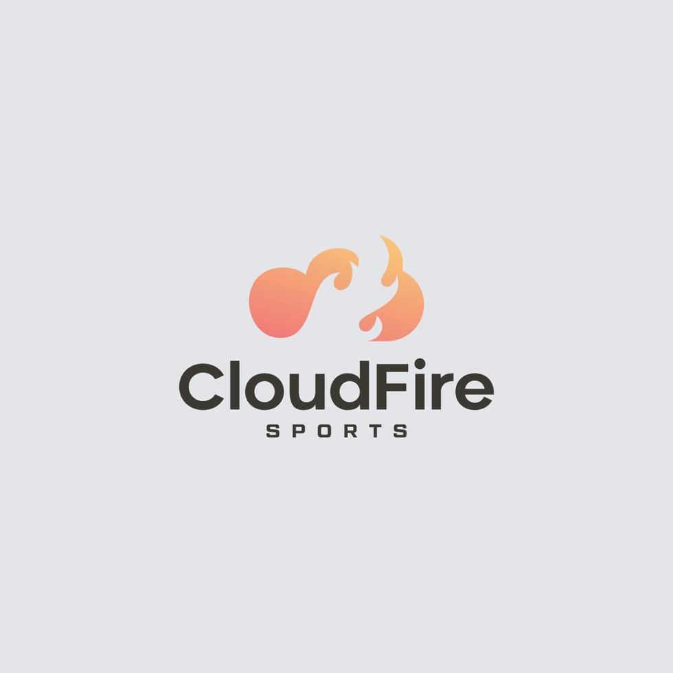 vector de concepto de diseños de logotipo de tecnología de nube de fuego