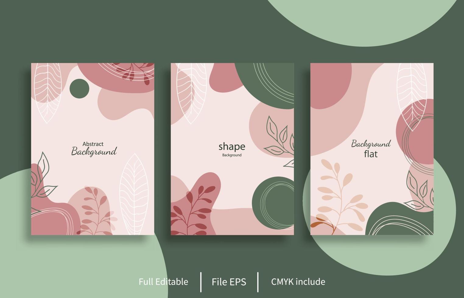 set of green and pink color mixed background shapes vector