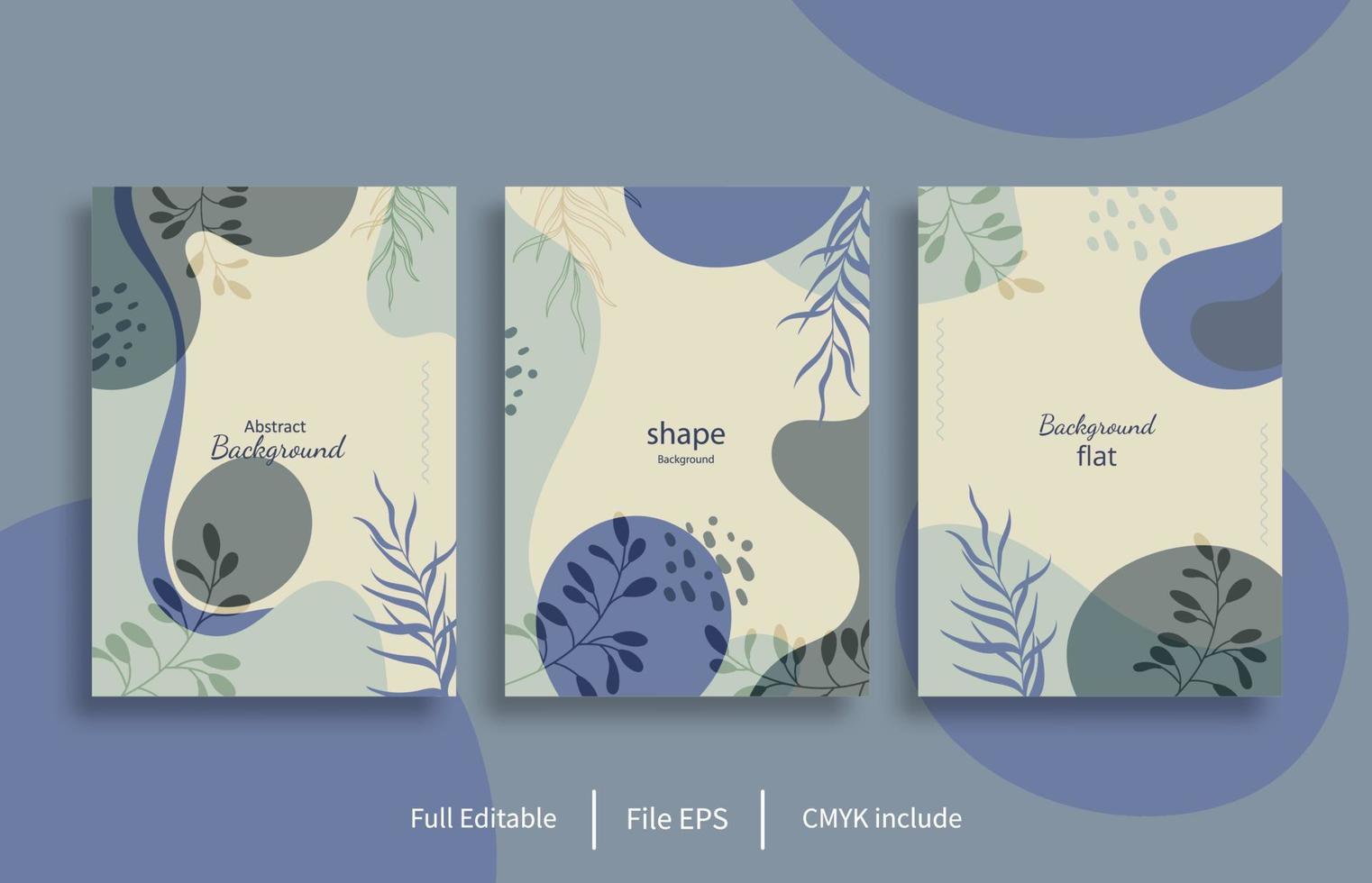 set of soft color background shapes with simple foliage combination vector