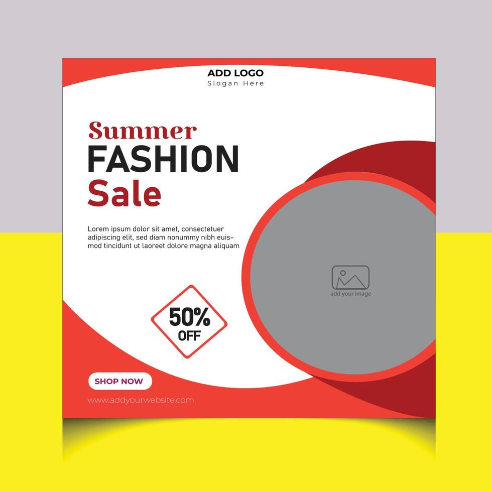 Summer Fashion Social Media post template vector