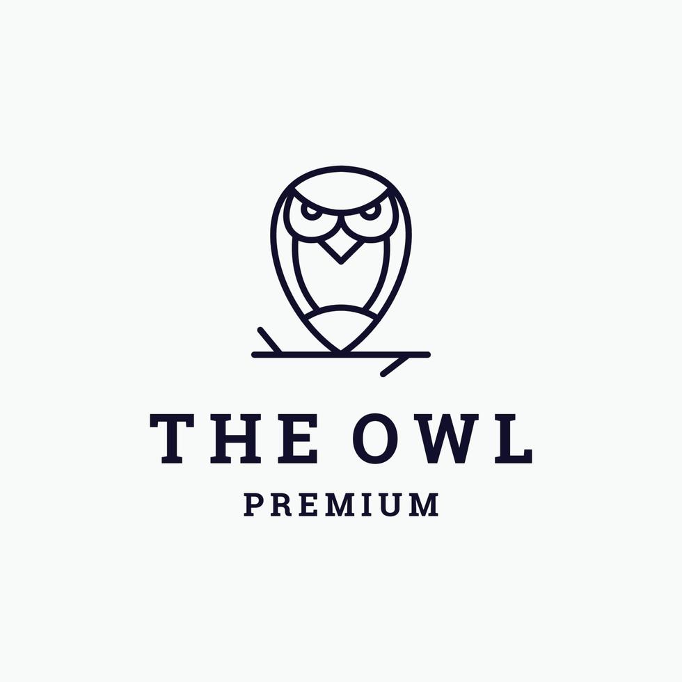 Modern minimal owl illustration. Linear logo. vector