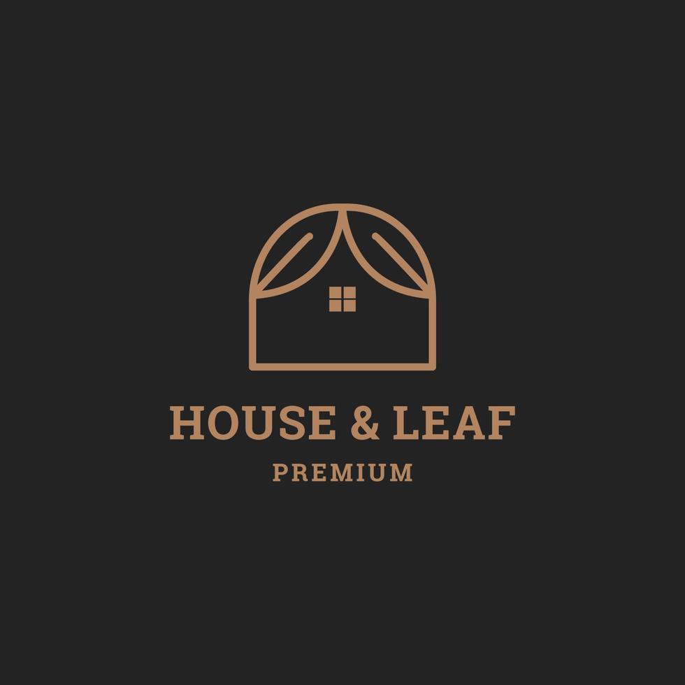 plantilla de diseño de logotipo vectorial en estilo lineal simple - emblema de la tienda de hojas caseras. vector