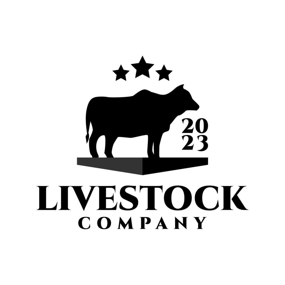 silhouette illustration of a cow for livestock logo. farm company logo vector template.