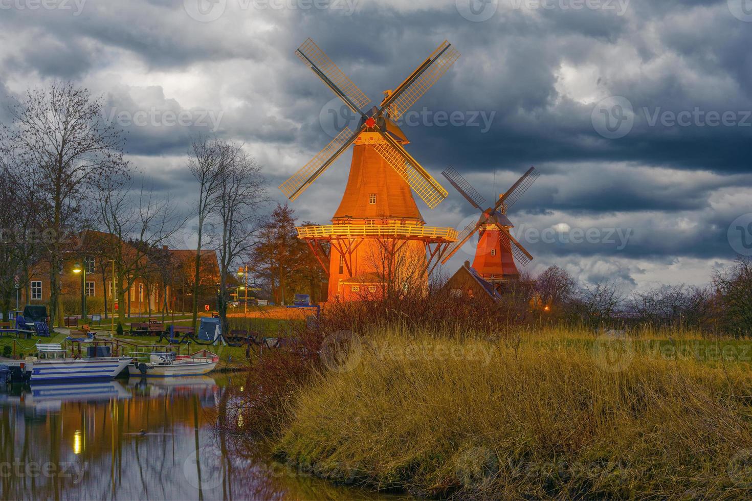 Windmills of Greetsiel,East Frisia,North Sea,Germany photo