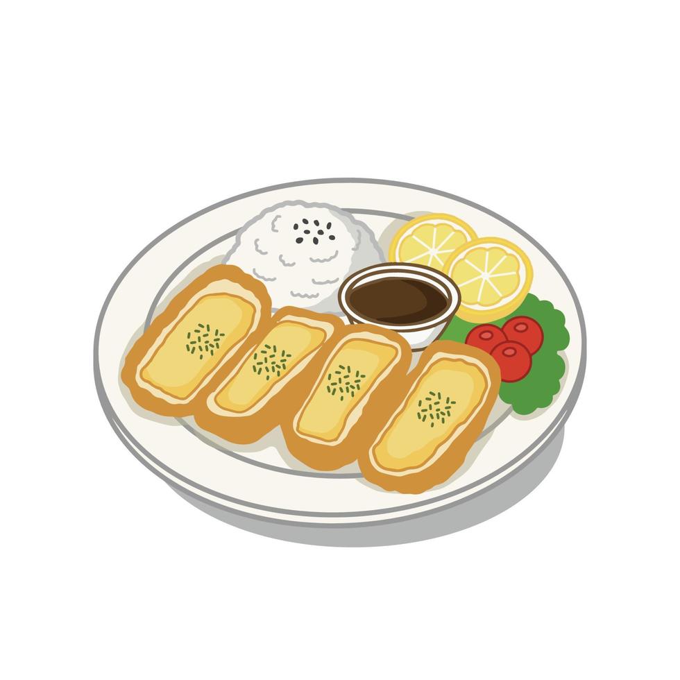 Tonkatsu - japanese food vector illustration.