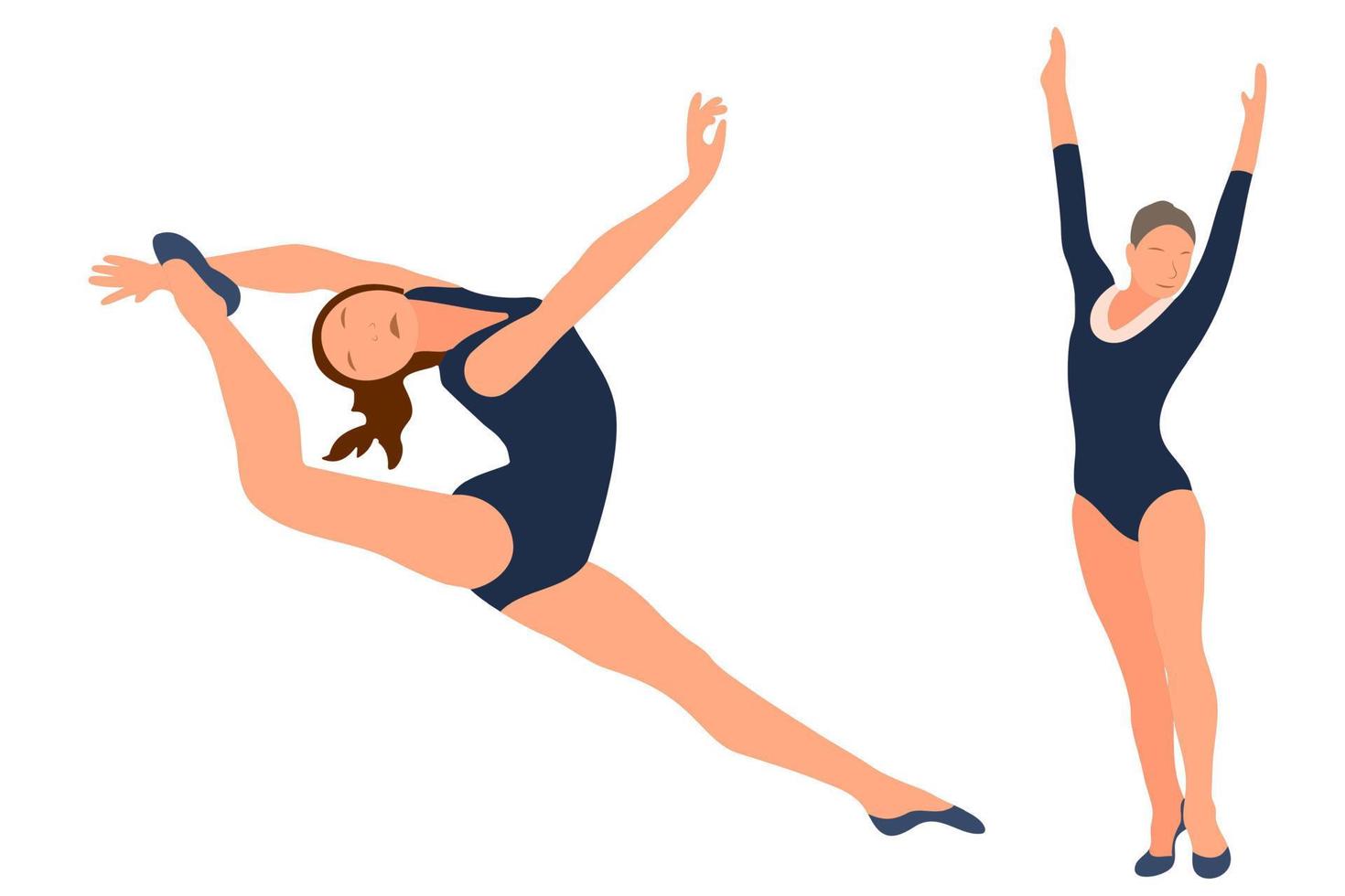 Vector athlete gymnast. Gymnastics sport. Sports queen. Flat style. Isolated vector