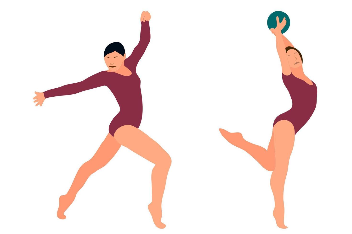 Vector athlete gymnast. Gymnastics sport. Sports queen. Flat style. Isolated vector