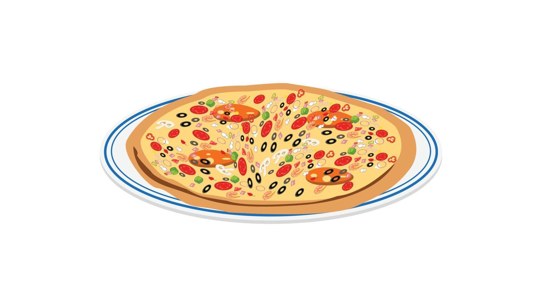 Pizza In Plate Vector