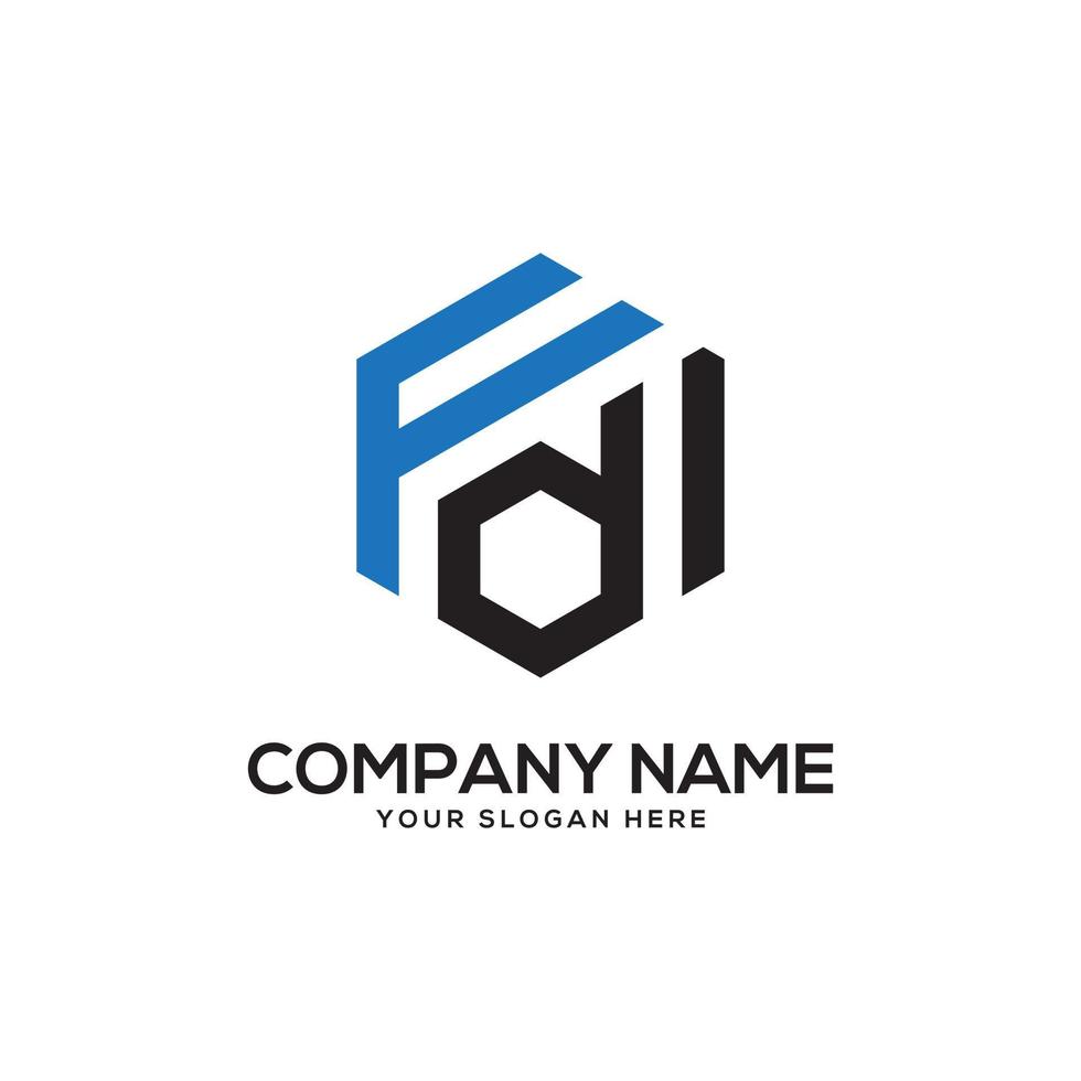 Monogram FD initial letter Logo Inspiration, F and D combination logo vector with hexagonal idea
