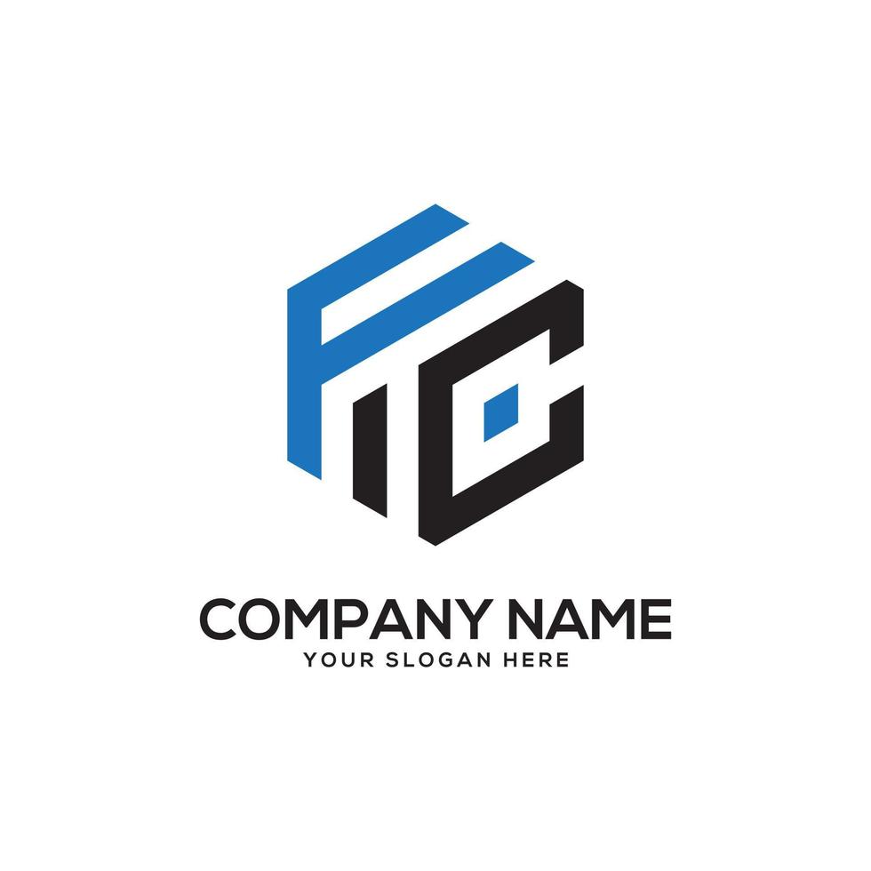 Monogram FC initial letter Logo Inspiration, F and C combination logo vector with hexagonal idea