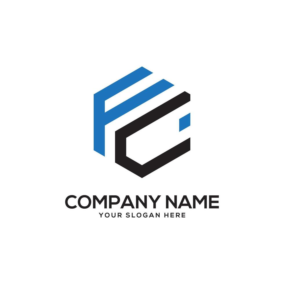 Monogram FC initial letter Logo Inspiration, F and C combination logo vector with hexagonal idea