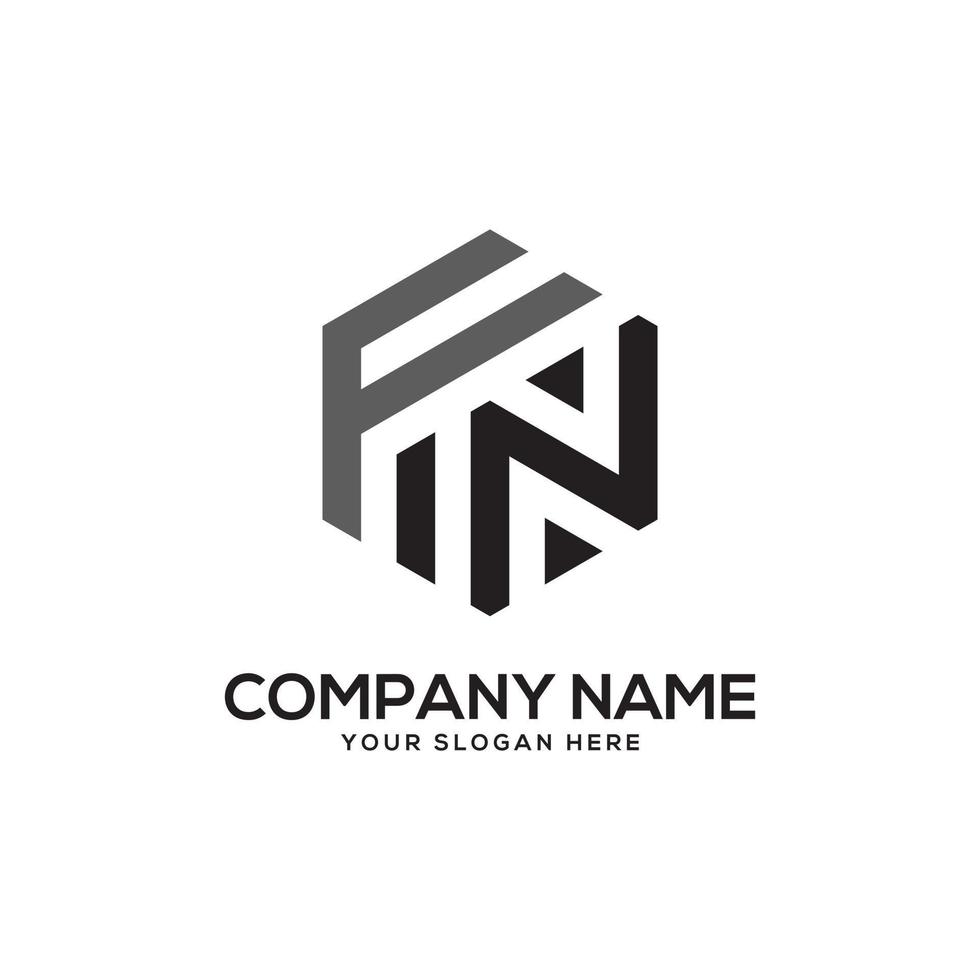 Monogram FN initial letter Logo Inspiration, F and N combination logo vector with hexagonal idea